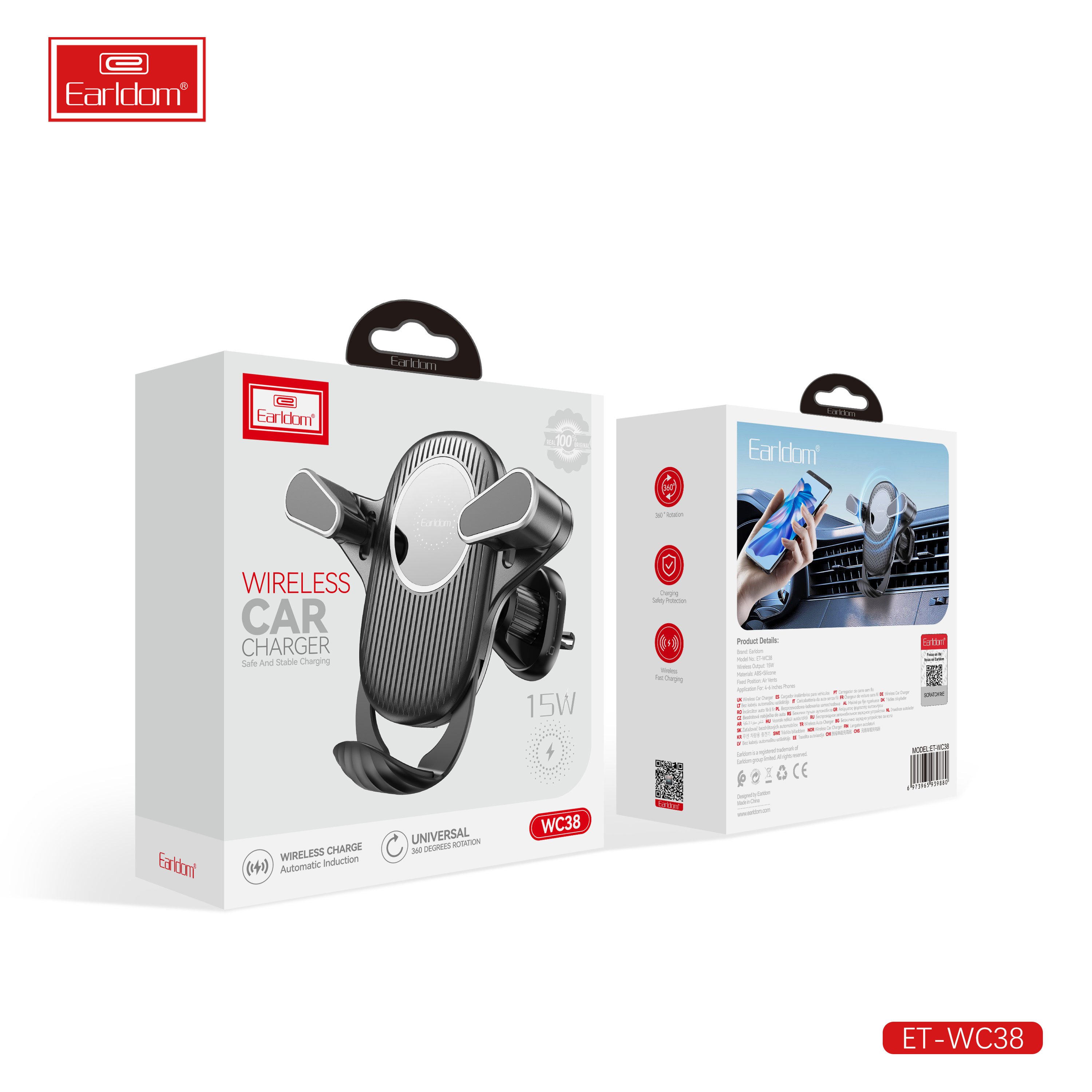 Earldom 15W Car Wireless Charger Fast Wireless Charging Car Mount for Air Car Phone Holder