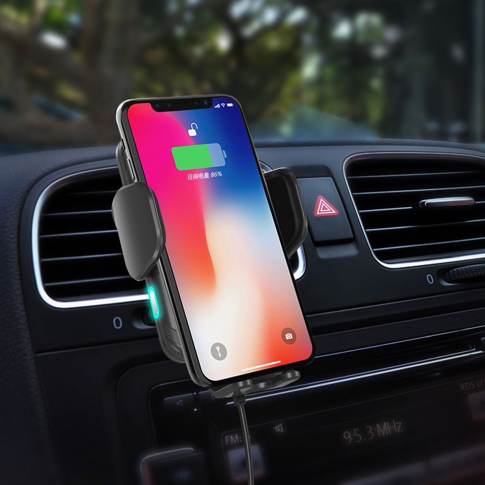 Universal Auto Clamping Car Wireless Charger For iPhone Samsung Huawei Gravity Car Phone Holder Stand Air Vent Mount Bracket