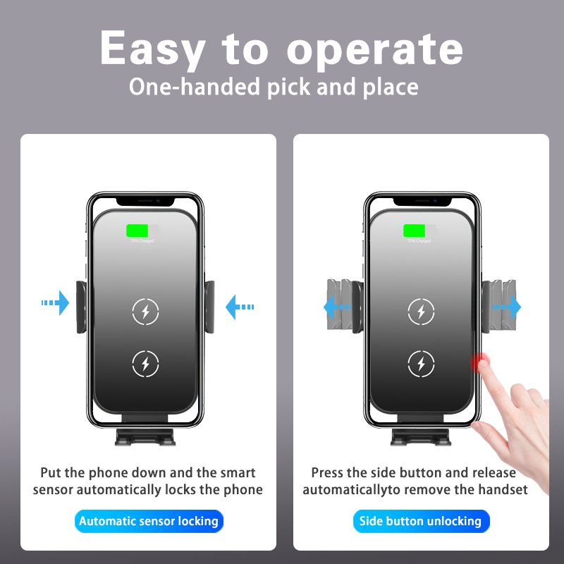 KC PSE 15W Fast Charging Phone Holder Dual Coil Auto-Clamping for Samsung Galaxy Z Flip 3 4 iPhone Wireless Car Charger