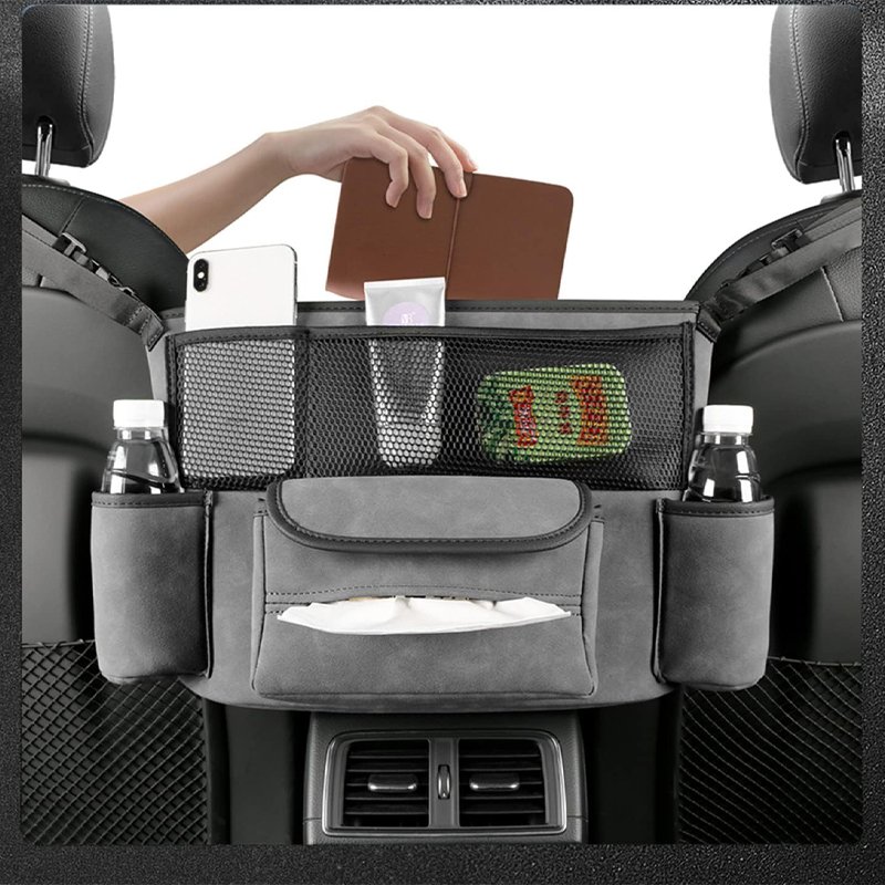 Car Handbag Holder Between Seats Suede Large Capacity Car Purse Holder Automotive Consoles organizers for Document Phone Storage