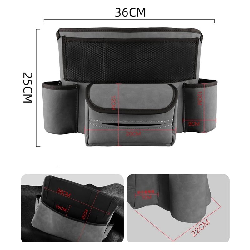 Car Handbag Holder Between Seats Suede Large Capacity Car Purse Holder Automotive Consoles organizers for Document Phone Storage