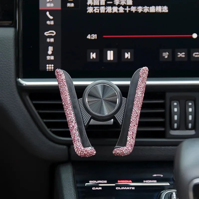 Red Pink Silver Blue Black Golden Gray Gravity Bling Rhinestone Diamond Glitter Crystal Car Mobile Phone Holder