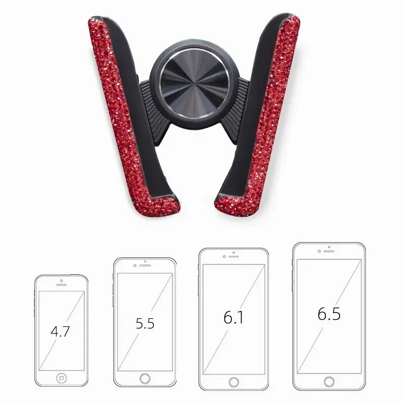 Red Pink Silver Blue Black Golden Gray Gravity Bling Rhinestone Diamond Glitter Crystal Car Mobile Phone Holder