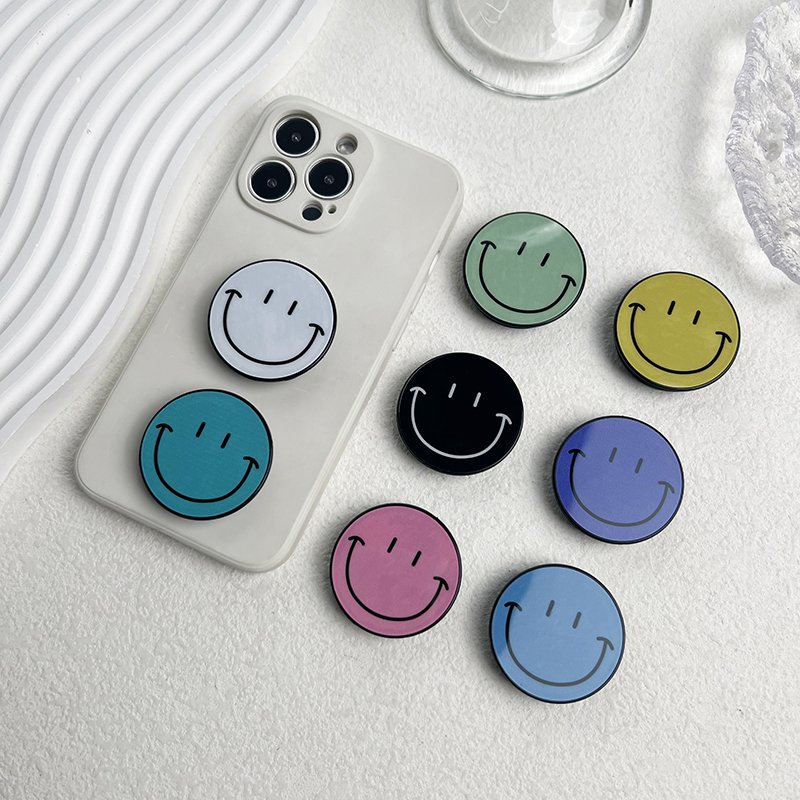 Popular Simple Cute Smile Stand Foldable Desktop Phone Stand Phone Grip Mobile Phone Holder