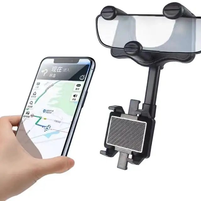 Adjustable Car Rear View Mirror With Multi-Function Cell Mobile Phone Holder Flexible And Strong Stable Car Holders