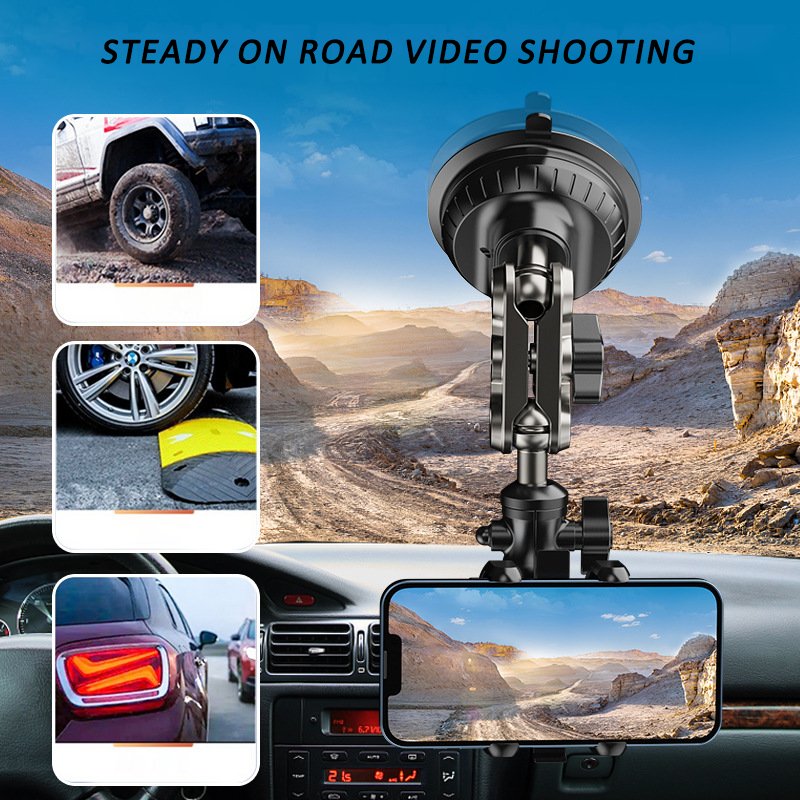 Adjustable Height Car Mount Holder Windshield Dashboard Camera Phone Suction Cup Holder for Video Shooting