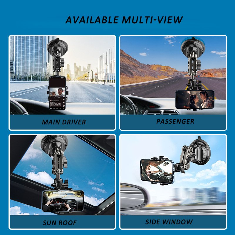 Adjustable Height Car Mount Holder Windshield Dashboard Camera Phone Suction Cup Holder for Video Shooting