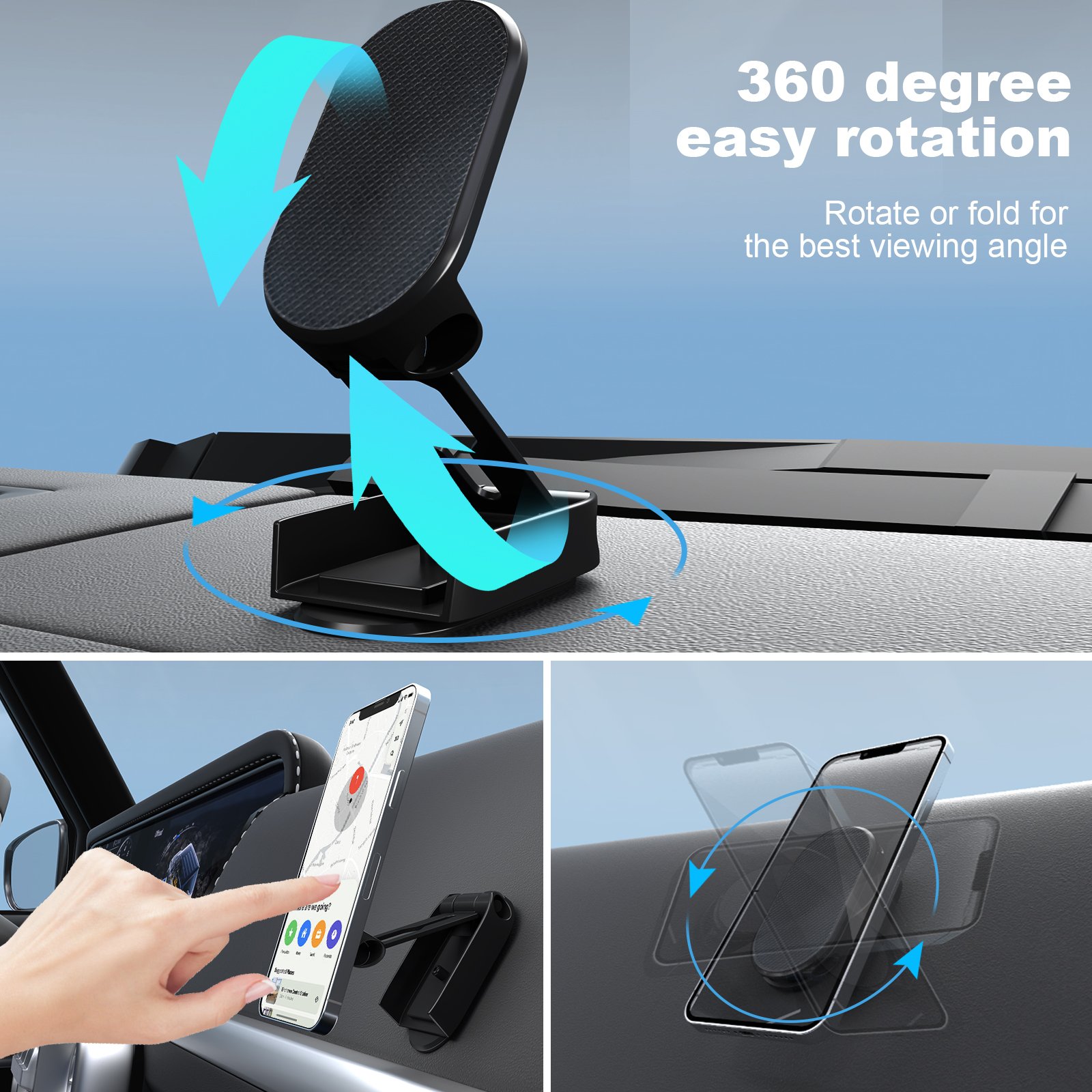 Car Holder Dashboard Adjustable Phone Holder Cell Phone Universal 360 Rotation Magnetic Car Mount