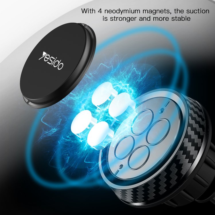 C67 Yesido Angle Adjustable Telescopic Long Arm Mobile Phone Car Holder Universal Magnetic Car Mount Phone