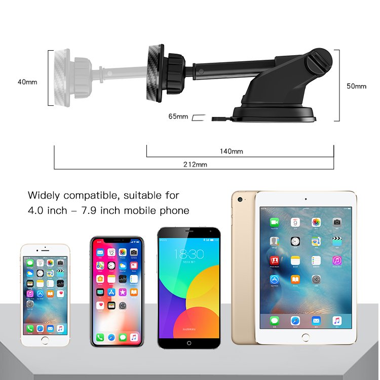 C67 Yesido Angle Adjustable Telescopic Long Arm Mobile Phone Car Holder Universal Magnetic Car Mount Phone