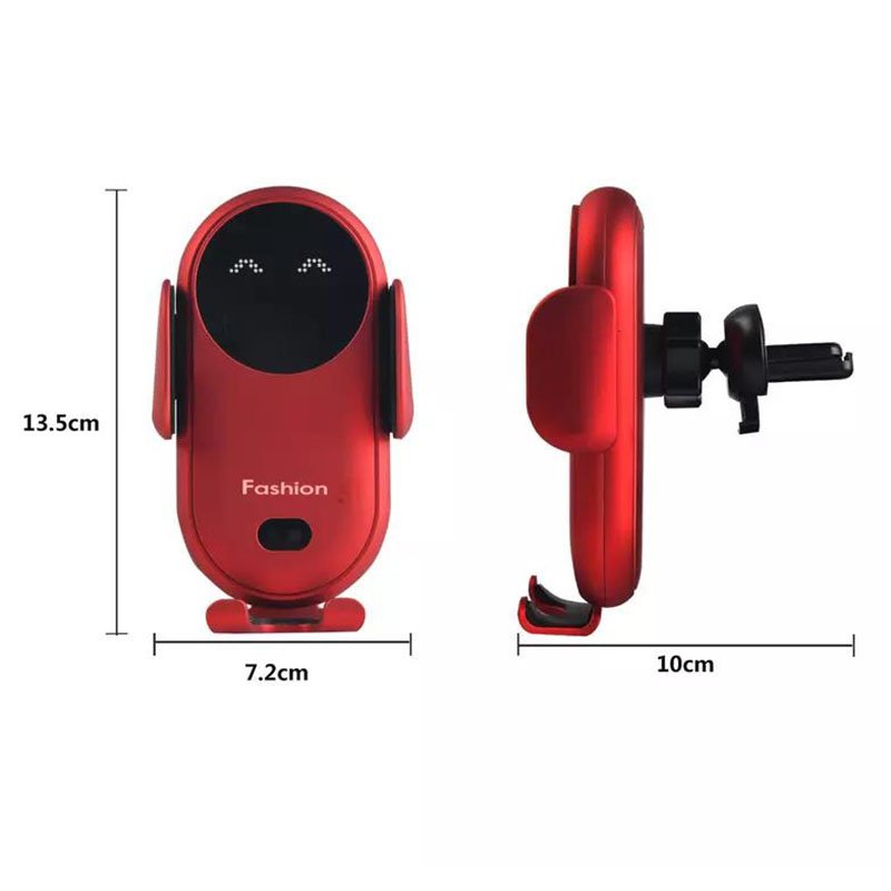 S11 Infrared Sensor Car Bracket Phone Holder Wireless Charger Cute Cartoon LED Smile Face Car Phone Holder Air Vent Mount Stand