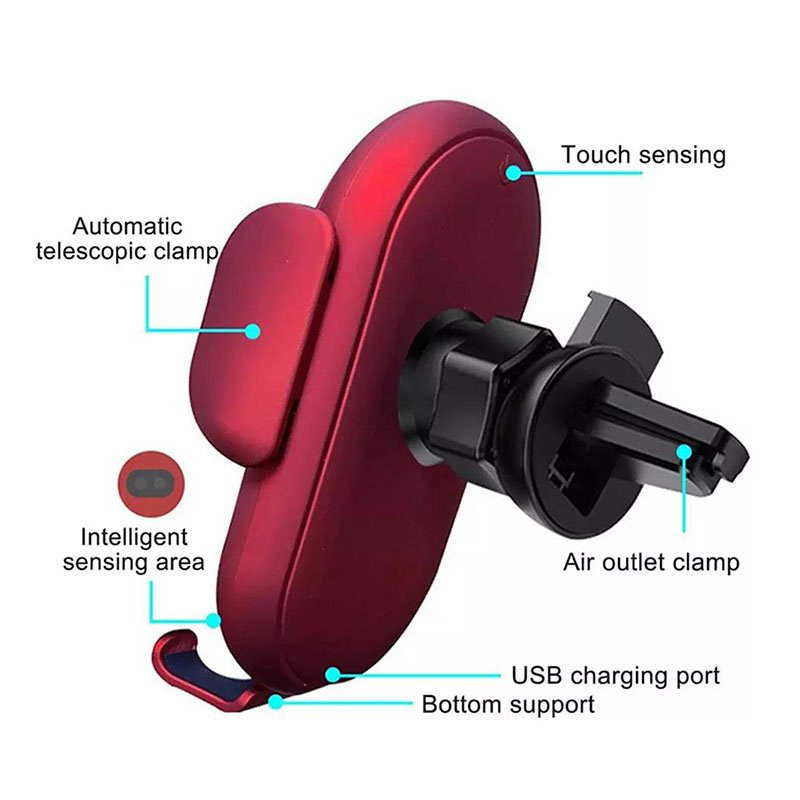 S11 Infrared Sensor Car Bracket Phone Holder Wireless Charger Cute Cartoon LED Smile Face Car Phone Holder Air Vent Mount Stand