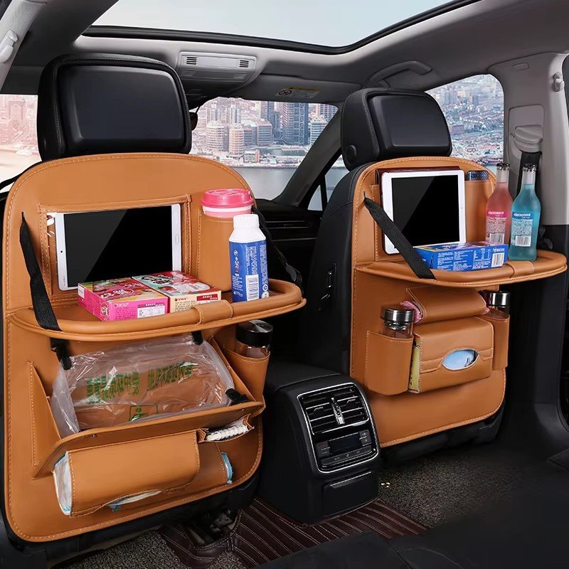 2025Car Seat Hanging Storage Bag Rear Seat Back Organizer Car Folding Table