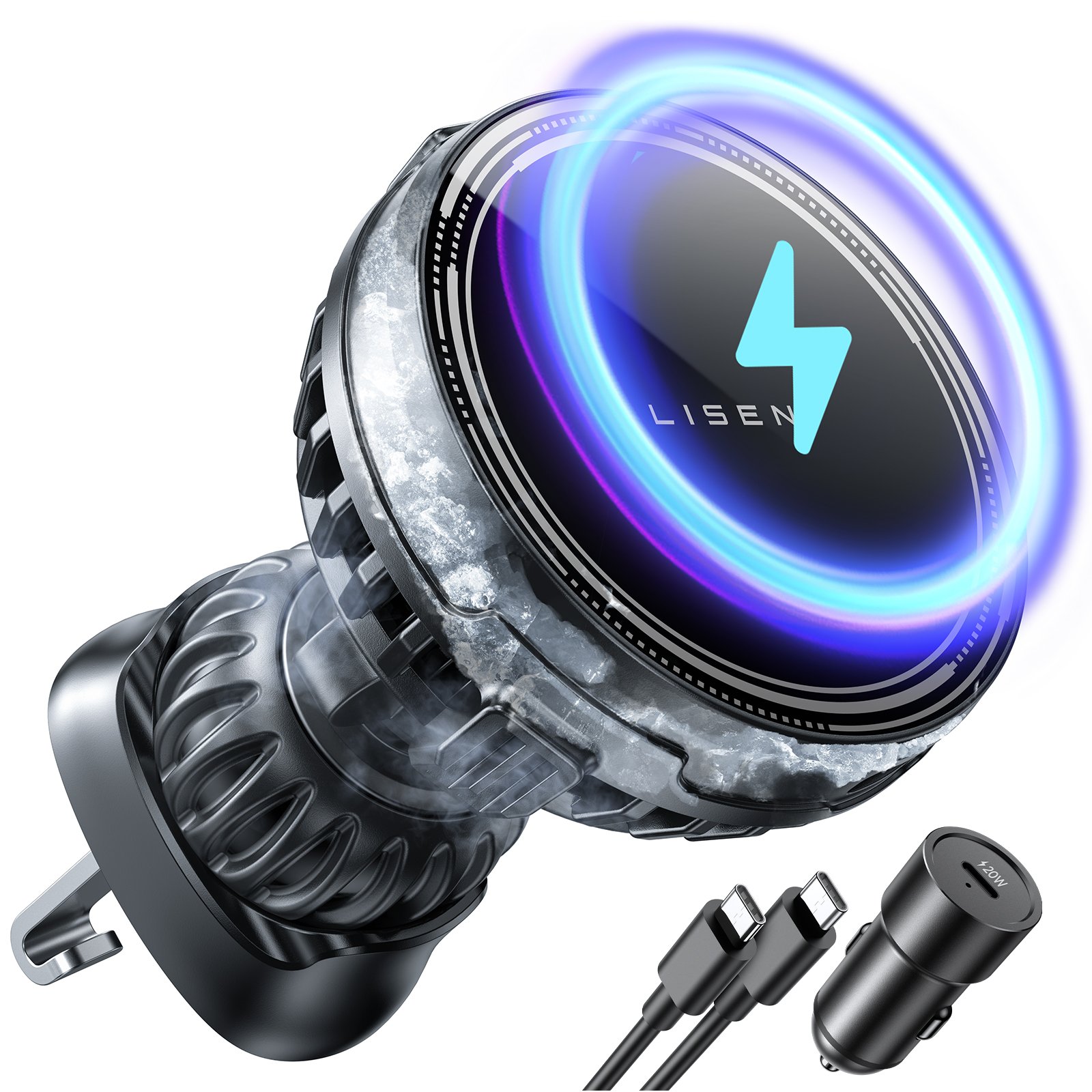 LISEN 15W Wireless Phone Car Charger Mount Hands Free for Phone Car Holder Mount
