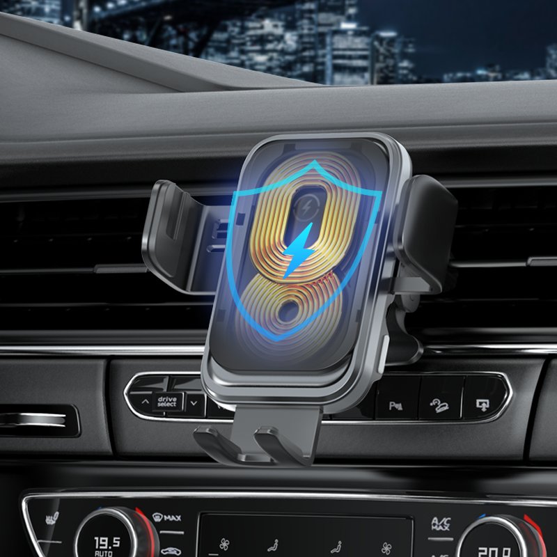 15W Fast Charging Auto Clamping Car Holder 3-Axis Linked Alignment Wireless Charger Stand
