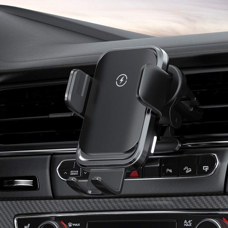 15W Fast Charging Auto Clamping Car Holder 3-Axis Linked Alignment Wireless Charger Stand