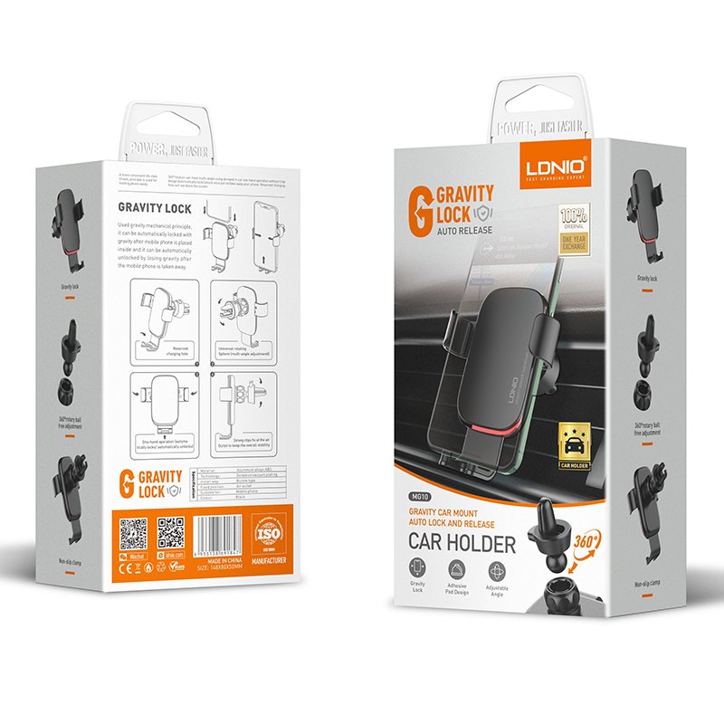 Hot LDNIO MG10 Gravity Car Mount Auto Lock Car holder Universal Gravity Mobile Phone Bracket Stand Car Holder
