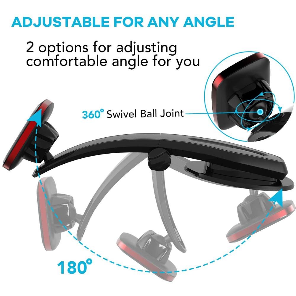 Universal Adjustable 6 Strong Magnets Suction Cup Car Phone Mount Holder Dashboard with Super Sticky