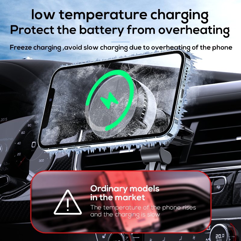 Car Wireless Charger MEMO GW03 Magnetic Wireless Car Charger 15W for iPhone with Phone Cooler for Cooling Phone