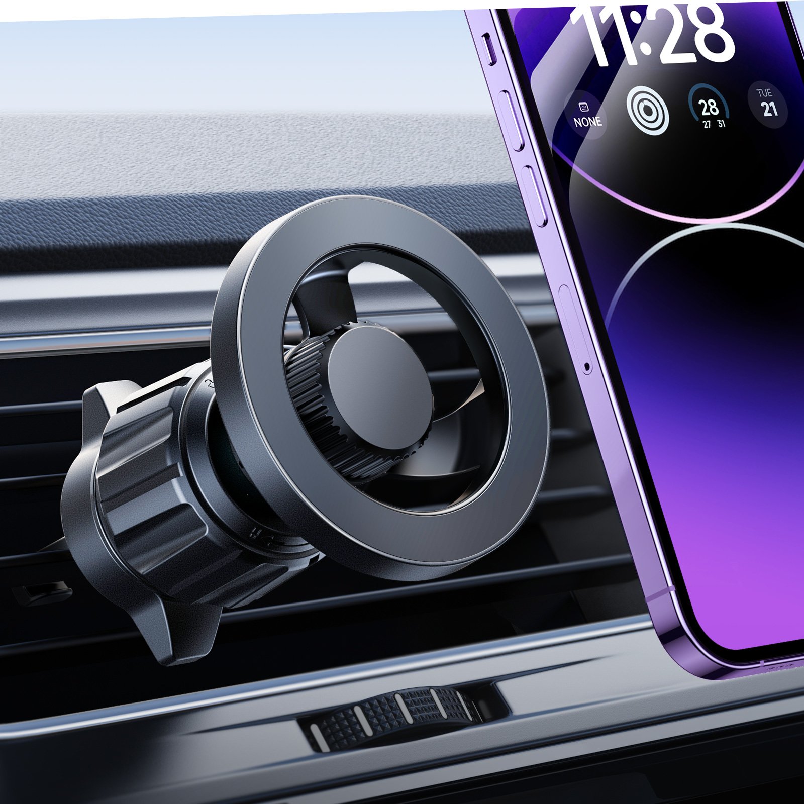 Lisen Hot sales car wireless charger holder Automatic Air Vent Magnetic Charger dual coil car mount For Iphone 12 13