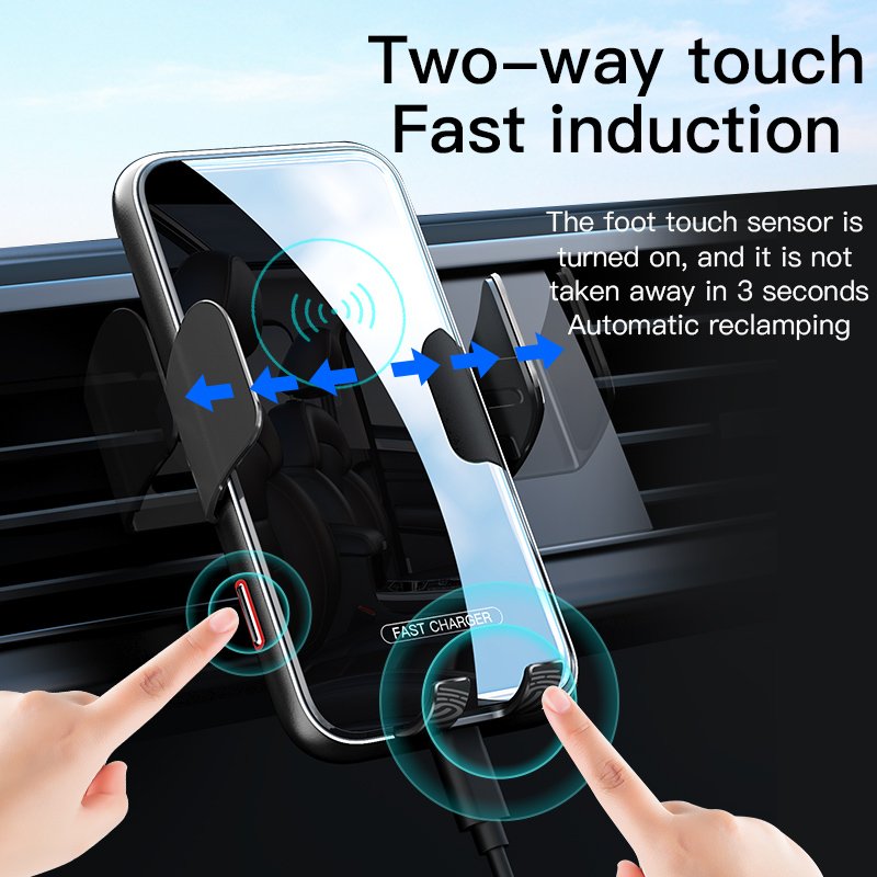 Hot selling Smart Sensor Aluminium Alloy 15W Portable Automatic Car Mount Mobile Phone Holder Wireless Charger