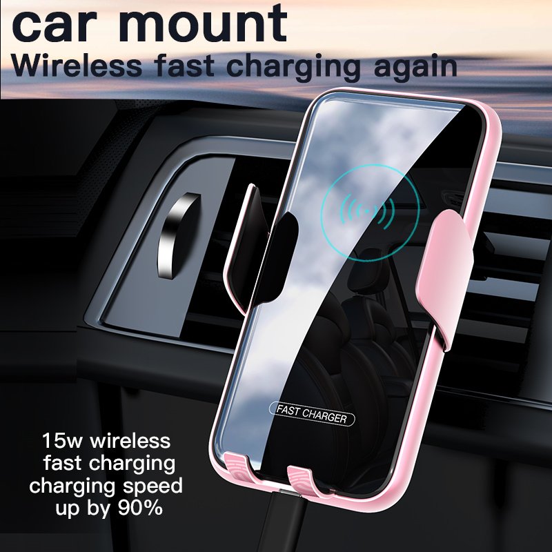 Hot selling Smart Sensor Aluminium Alloy 15W Portable Automatic Car Mount Mobile Phone Holder Wireless Charger