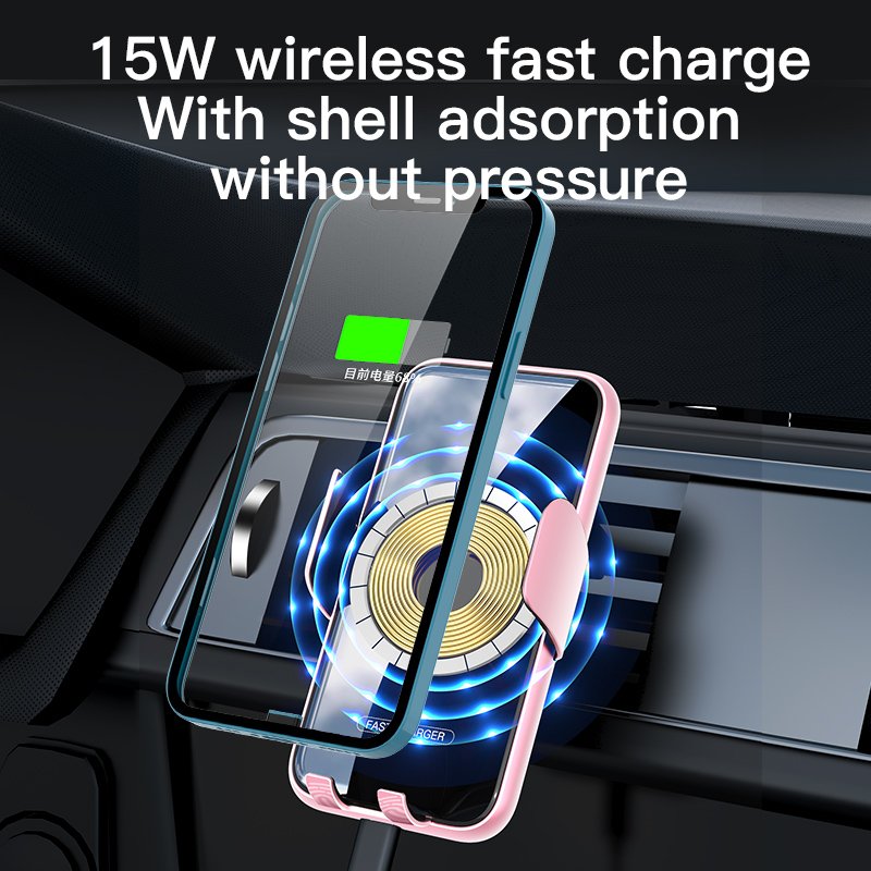 Hot selling Smart Sensor Aluminium Alloy 15W Portable Automatic Car Mount Mobile Phone Holder Wireless Charger