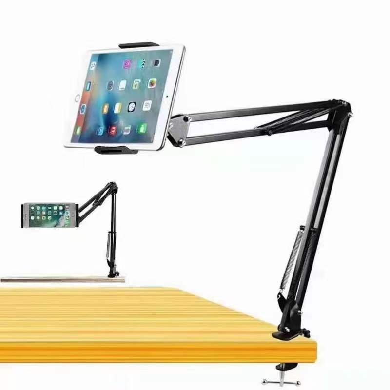 Portable Folding Universal Rotation Metal Long Arm Tablet Mobile Phone Stand Lazy Holder Lazy Desk Bed Clip Bracket