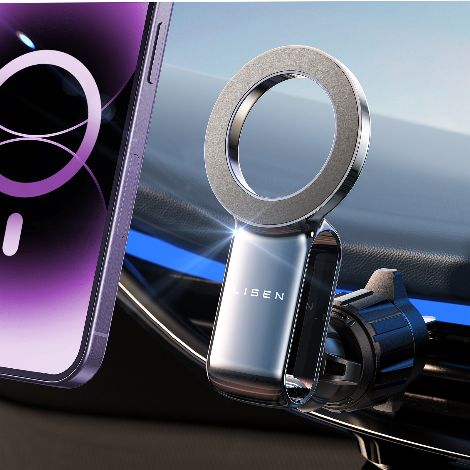 LISEN Hot Sale Car Accessories Magnetic Ring Anti Dropping Car Holder Mobile Phone Holder For Car
