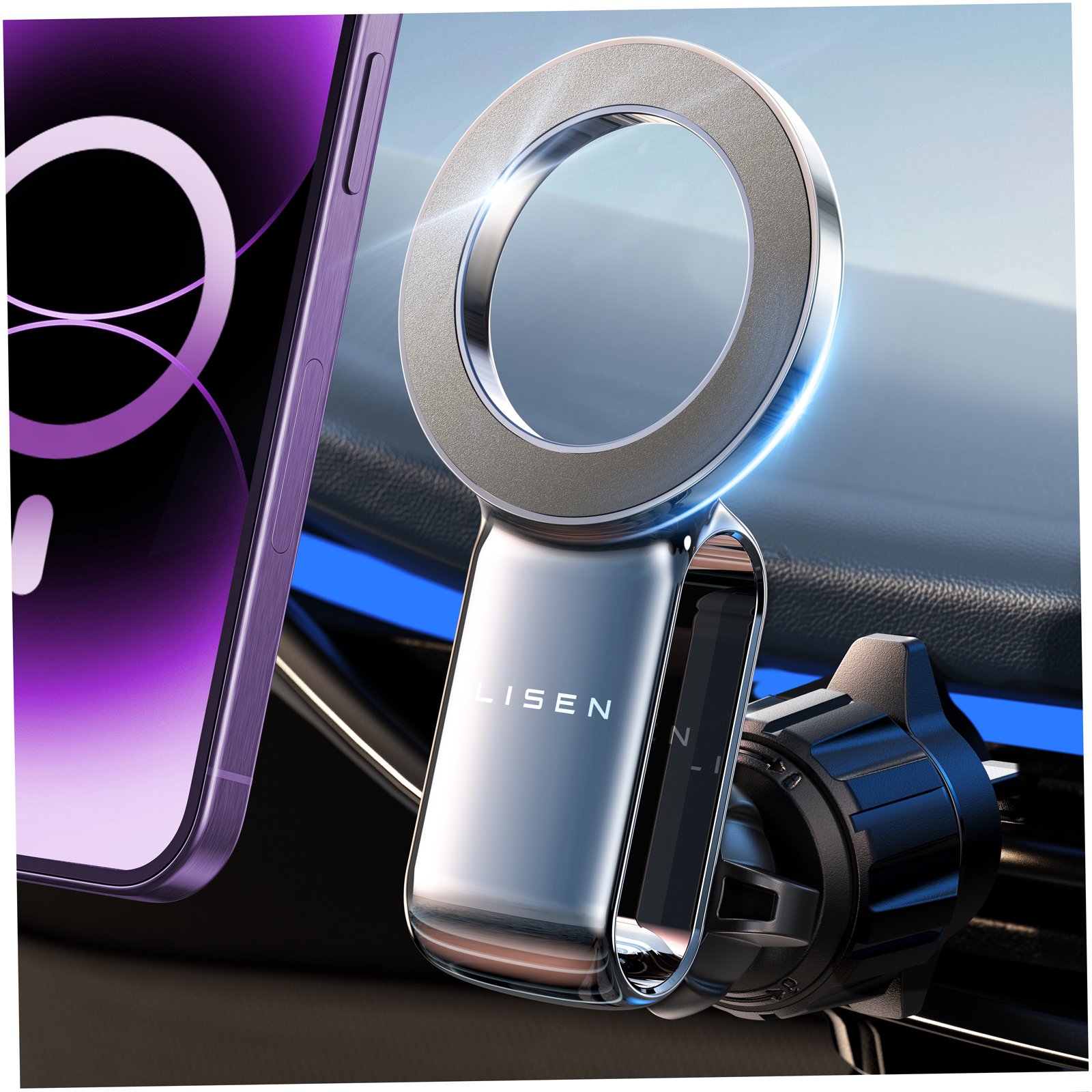 LISEN Hot Sale Car Accessories Magnetic Ring Anti Dropping Car Holder Mobile Phone Holder For Car