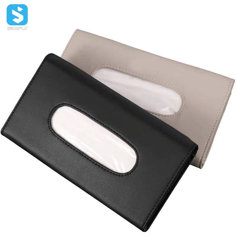 Car Tissue Holder Paper Towel Box PU Leather Tissue Box Holder For Car Sun Visor Seat Back