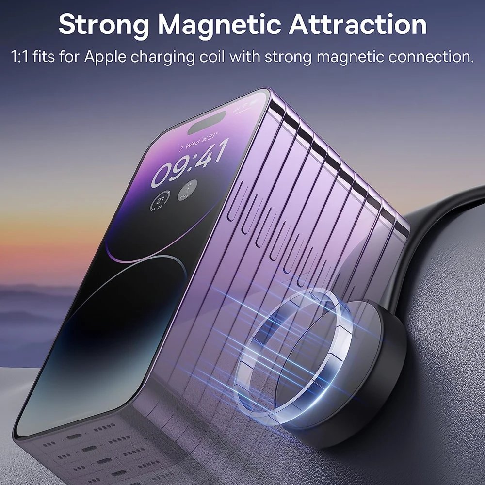 Magnetic Phone Holder for Car, Car Dash Mount Compatible For iPhone Samsung Bendable Memory Titanium Alloy for Magsafe