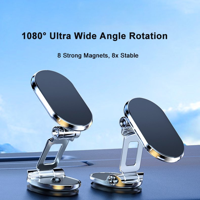 New Alloy Folding Magnetic Car Phone Holder custom universal car holder Dual Folding Cell Phone Stand suitable for car dashboard