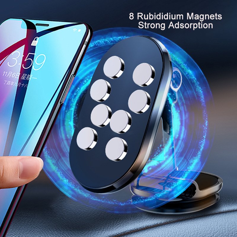 New Alloy Folding Magnetic Car Phone Holder custom universal car holder Dual Folding Cell Phone Stand suitable for car dashboard