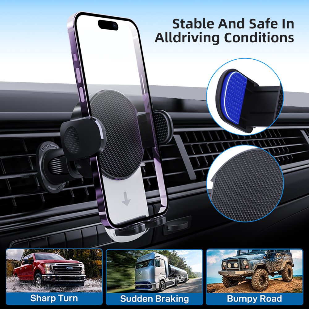Hot Selling Portable Car Air Vent Phone Stand Anti-slip Silicone Mobile Phone Holder with Metal Hook Box Package