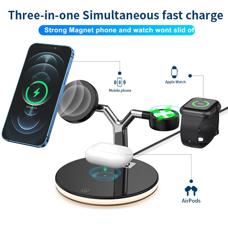 2021 Hot selling 3 in 1 magnetic car phone holder 15w wireless charger fast wireless charger