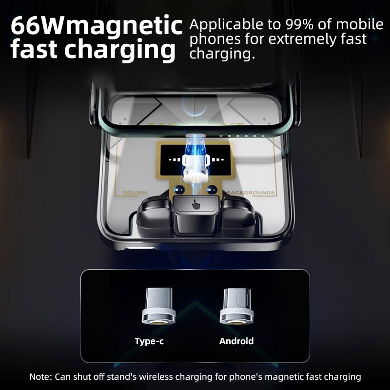 New 66w Magnetic Fast-Charging Cell Phone Holder Can Cast Screen Smart Car Phone Holder for Car Air Vents