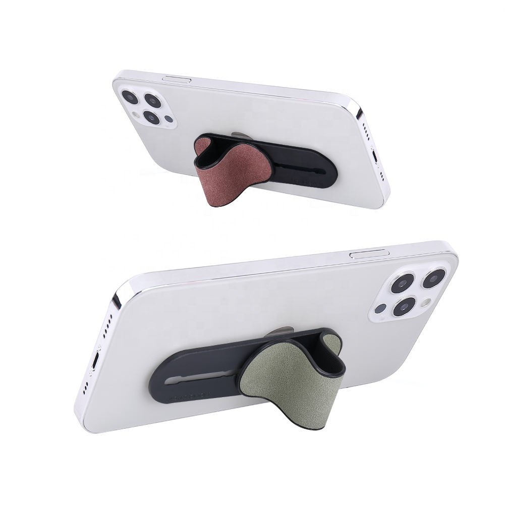 Phone Grip Holder Finger Strap Pu Leather Magnetic Momostick Air Vent Mobile Phone Holder For Car Grip