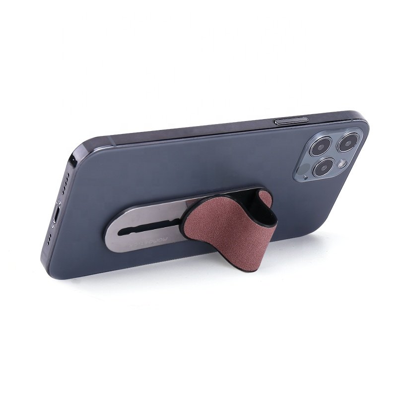 Phone Grip Holder Finger Strap Pu Leather Magnetic Momostick Air Vent Mobile Phone Holder For Car Grip