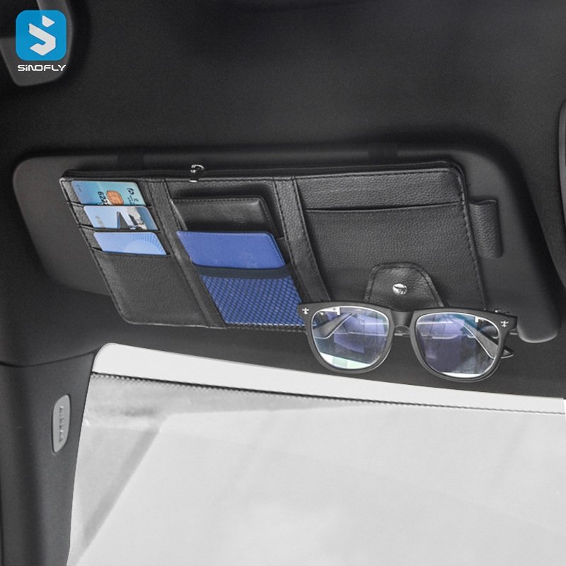 Card Holder Car Accessories Automobile Pu Leather Sunglasses Storage Pocket Pouch Holder For Car Sun Visor organizer
