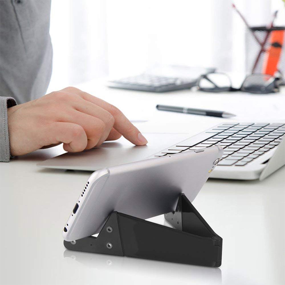 Custom logo Universal V Shape Hand Free Plastic Folding Desk Table Mobile Phone Tablet Stand Mount Holder For Mobile Phone Stand