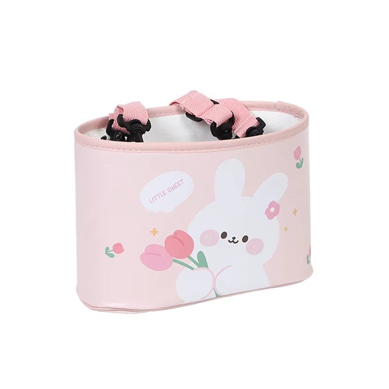 RTS 2025 Cartoon bear car mounted storage box Leather printing storage bucket Multi-functional car storage box
