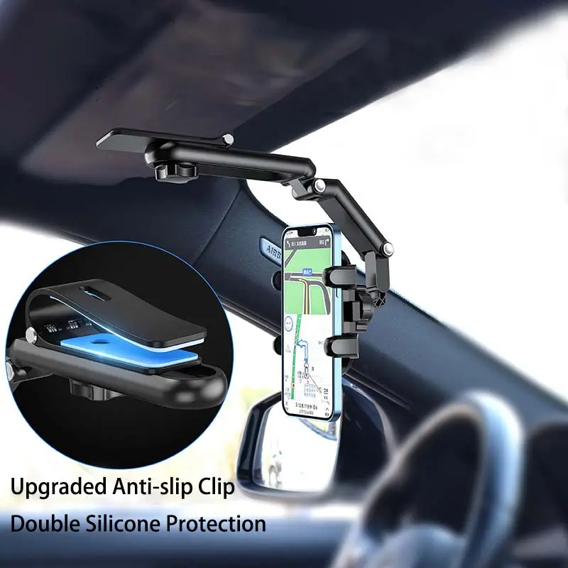 Sun Visor Car Phone Holder Mount Multifunctional Cell Phone Stand Universal Adjustable Arm Cradles Car Holder