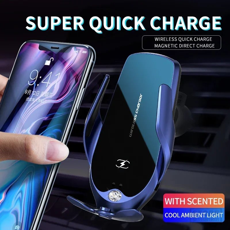 Trending products 2024 New Arrivals magnetic smart aromatherapy diffuser Car air freshener Wireless Charger Holder Phone Holder