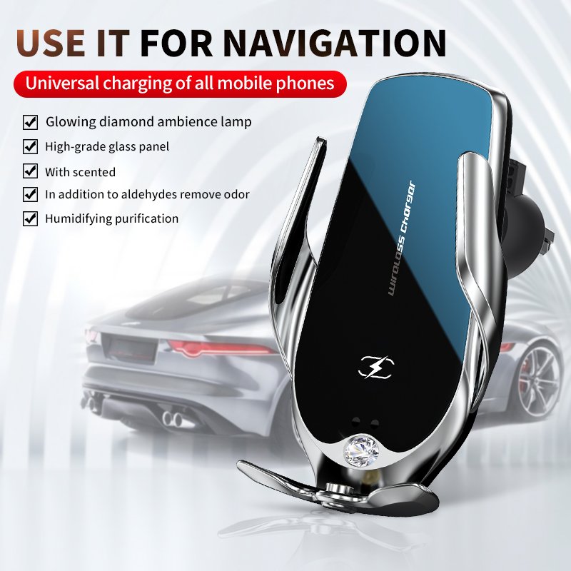 Trending products 2024 New Arrivals magnetic smart aromatherapy diffuser Car air freshener Wireless Charger Holder Phone Holder