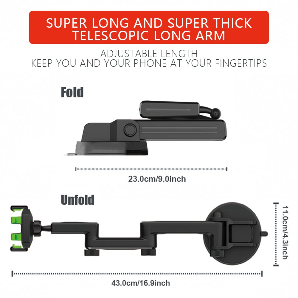 Shockproof Stable Bracket Cell Phone Pad Mount Excavator Windshield Long Large Suction Off-road Car Truck Mobile Phone Holder