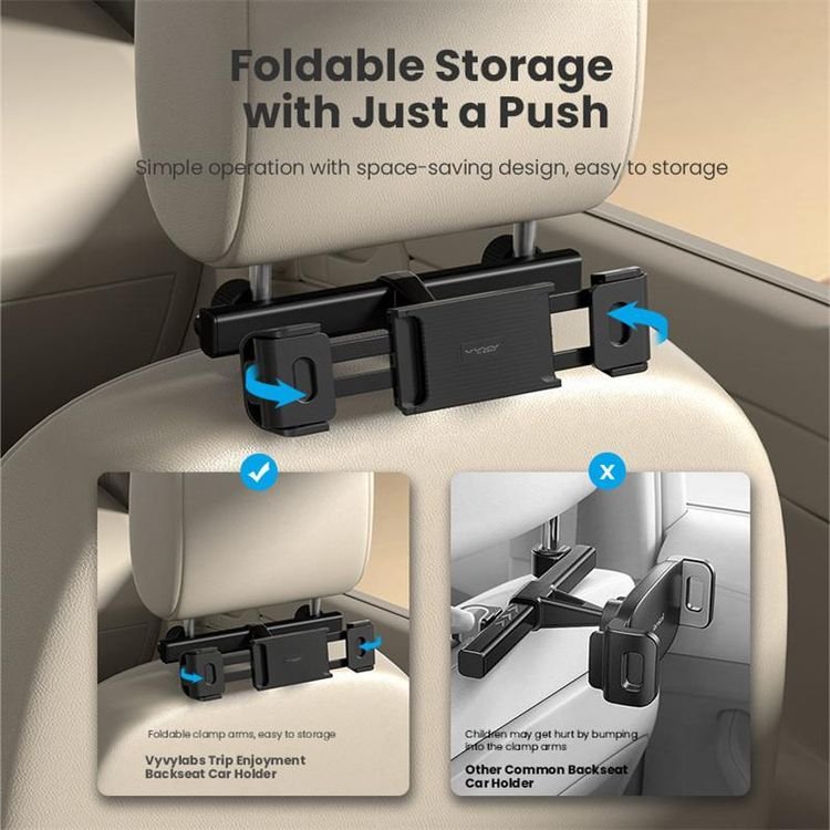 Vyvylabs Car Backseat Seat mount Car Tablet Mount Backseat Seat Universal Tablet Cell Phone Holder Rotating Angle Adjustable