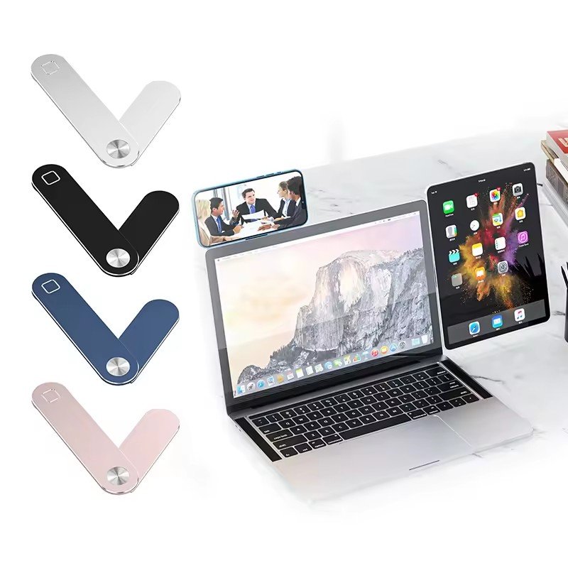 Magnetic Laptop Phone Holder Computer Monitor Side Cell Phone Foldable extension holder For iPhone and laptop holder