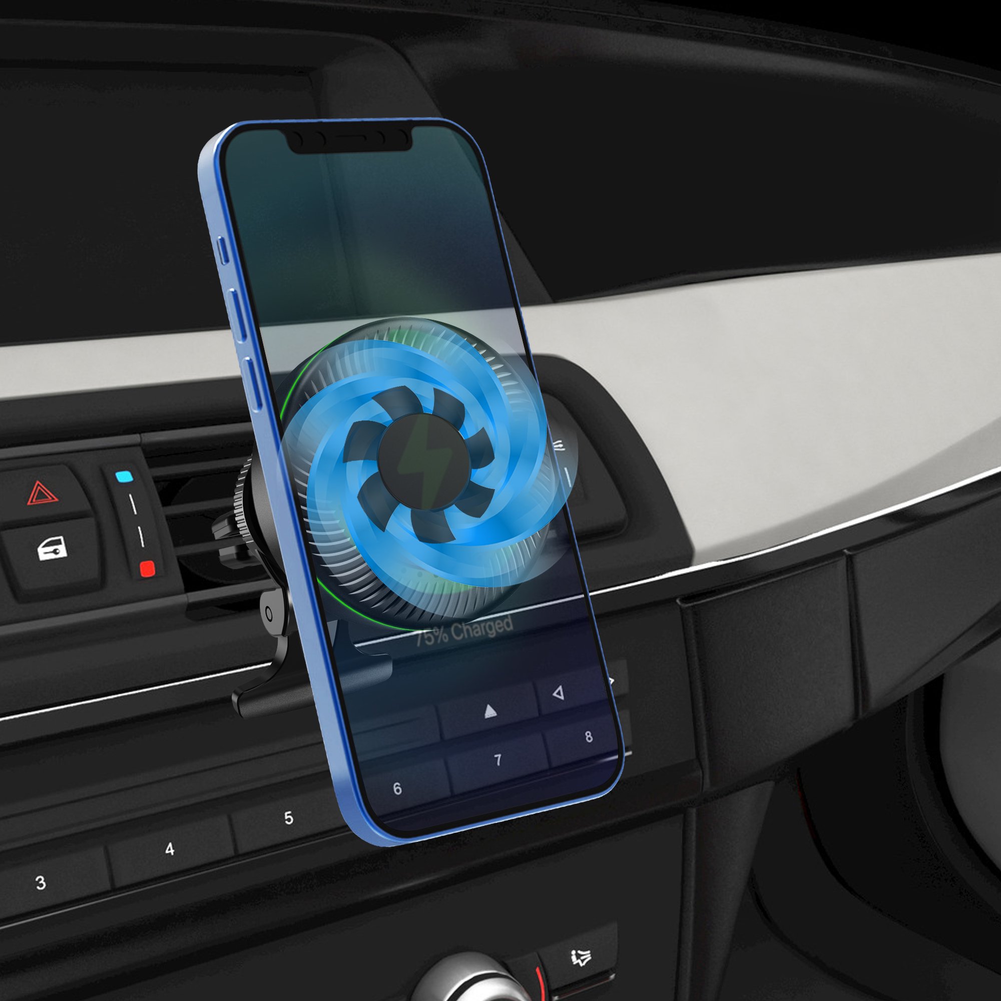 15w Fast Charging Magnetic Car Mount Stand Mobile Phones Wireless Charger For Iphone 13 12 Pro Max With Phone Holder