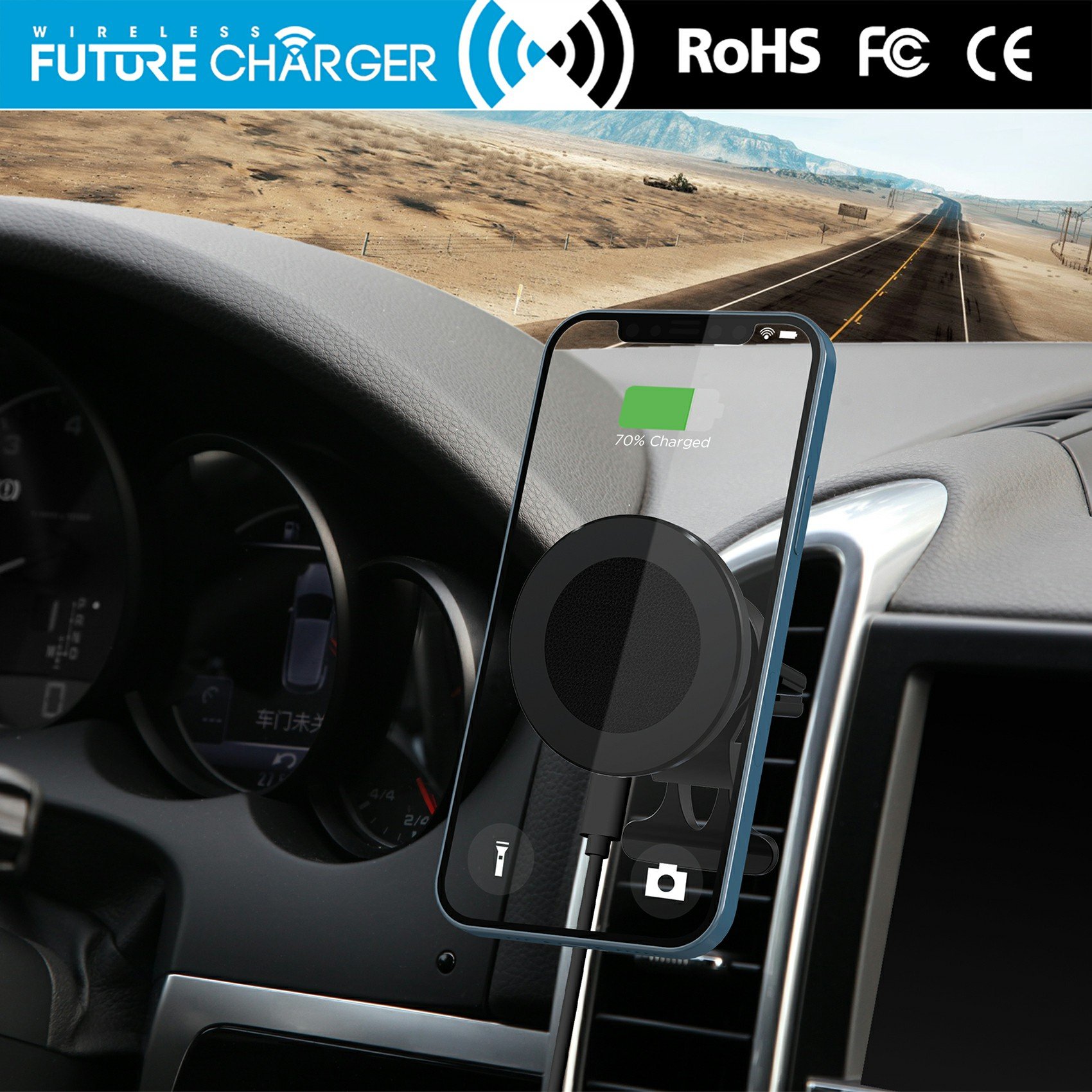 High Quality Car Mount Magnetic Phone Holder Magnet Wireless Charger Dashboard Car Phone Holder